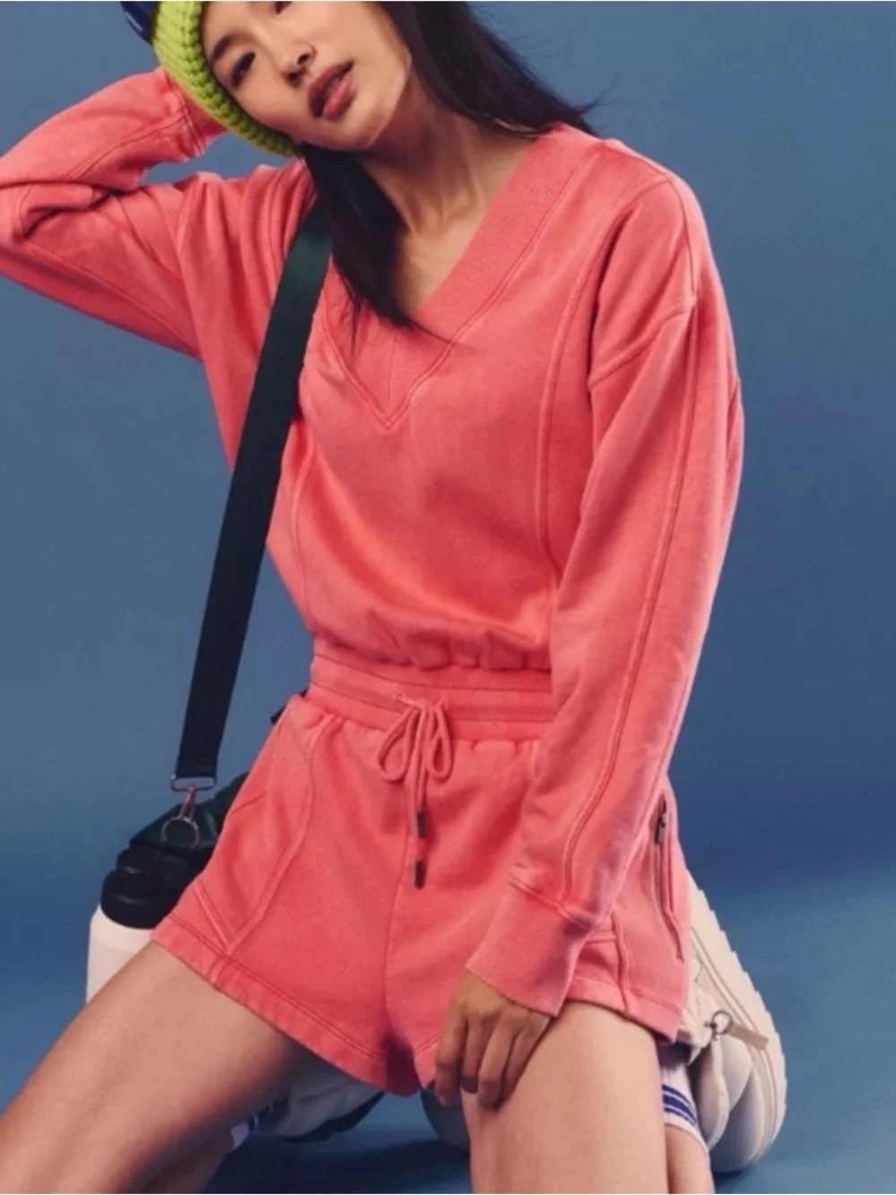 FP Movement by Free People Coral Pink Drawstring  Intercept Romper / NWT - Picture 3 of 12